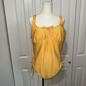 Adore Me Yellow Striped Tie-Front One-Piece Swimsuit